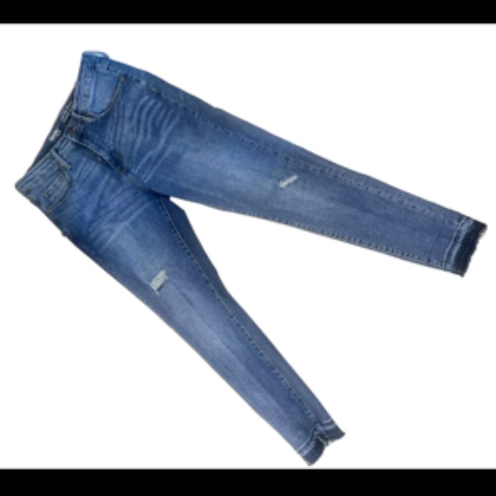 womens mossimo jeans skinny mid rise power stretch distressed Size 8/ 29 Waist